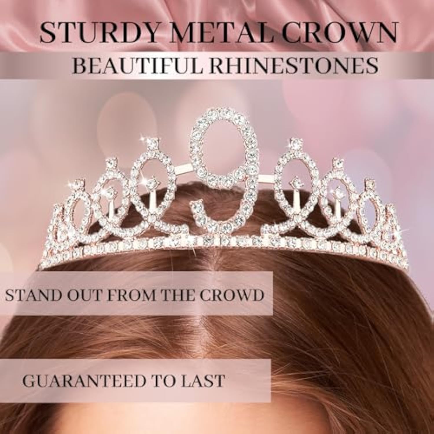 9Th Birthday Decoration Set - Rose Gold Arch, Banner, Tablecloth, Tiara, 60 Latex Balloons