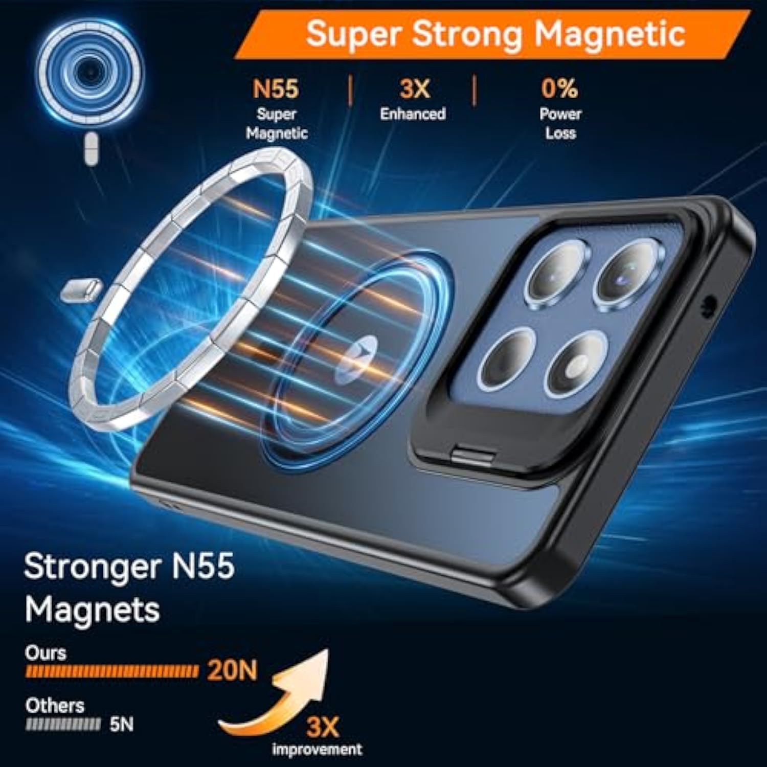 Case For Moto G 2025, Magnetic Phone Case [With Camera Stand Guard] Antifingerprint Translucent Matte Shockproof Protective Case For Motorola Moto G 5G 2025 (Black)