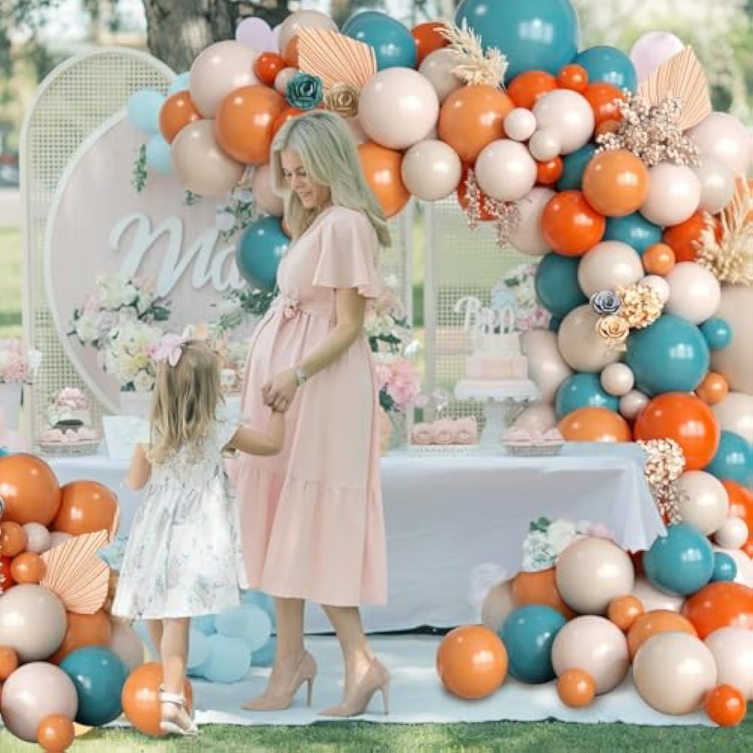 Orange & Dusty Blue Balloon Arch Kit: Fall Party Garland