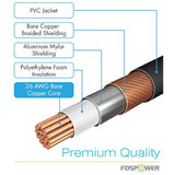 FosPower Y Adapter (8 inch) 2 RCA (Male) to 1 RCA (Female) Stereo Audio Y Adapter Subwoofer Cable (24k Gold Plated) 2 Male to 1 Female Y Splitter Connectors Extension Cord