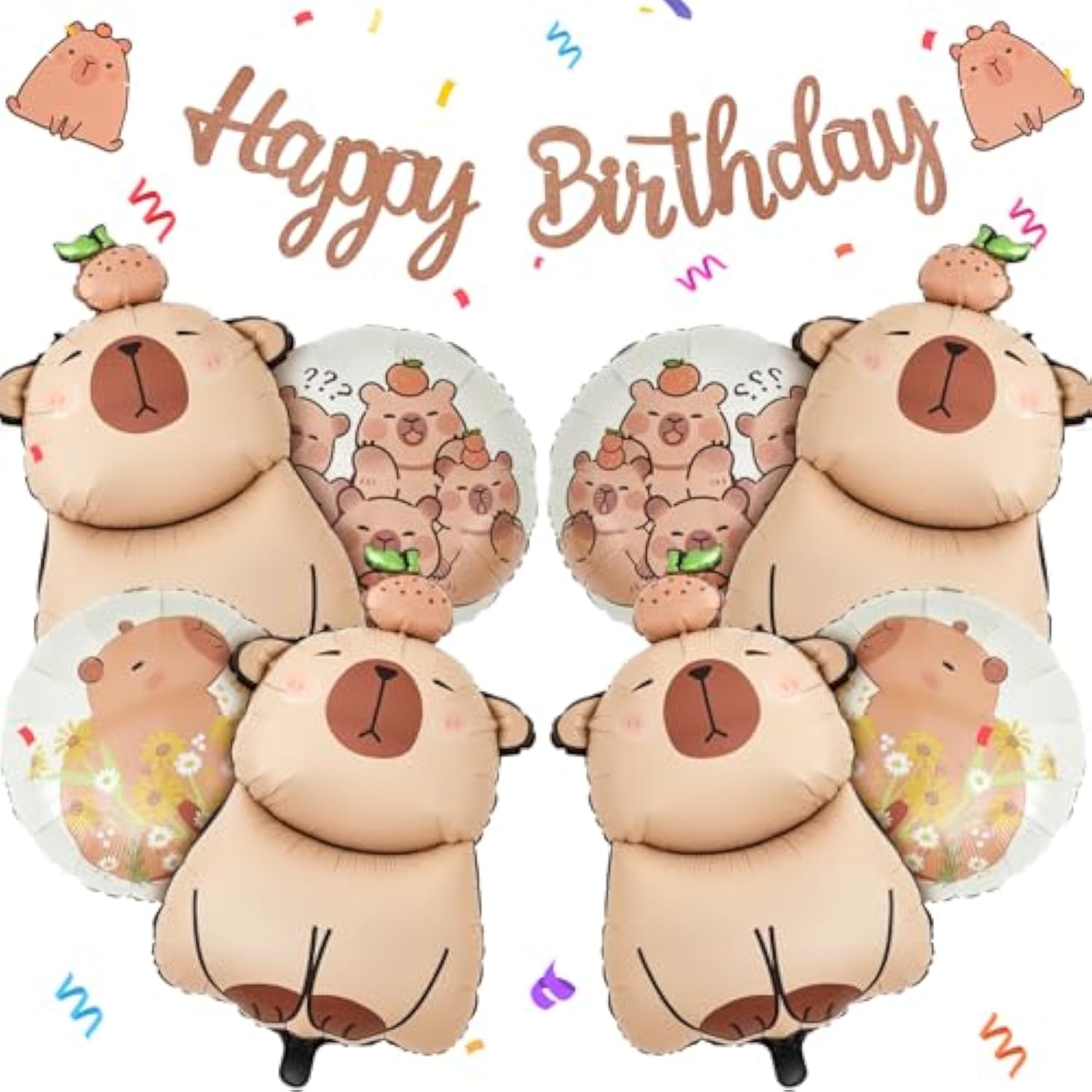 9-Pc Capybara Party Set Banner & Balloons for Capybara Birthday