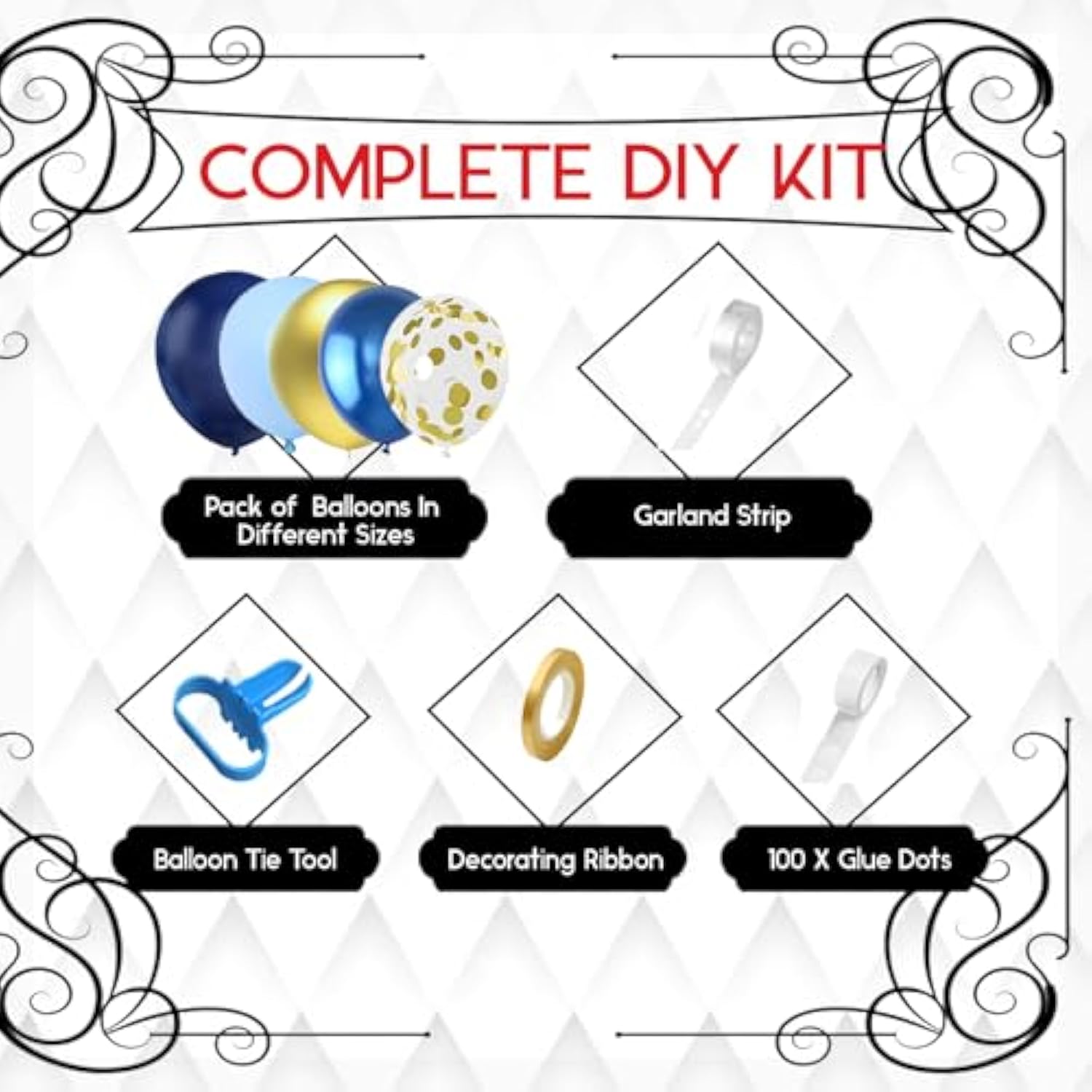 134pcs Blue Balloon Garland Kit – Metallic, Macaron & Gold Confetti for Party Décor