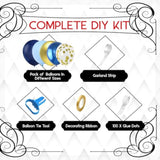 134pcs Blue Balloon Garland Kit – Metallic, Macaron & Gold Confetti for Party Décor