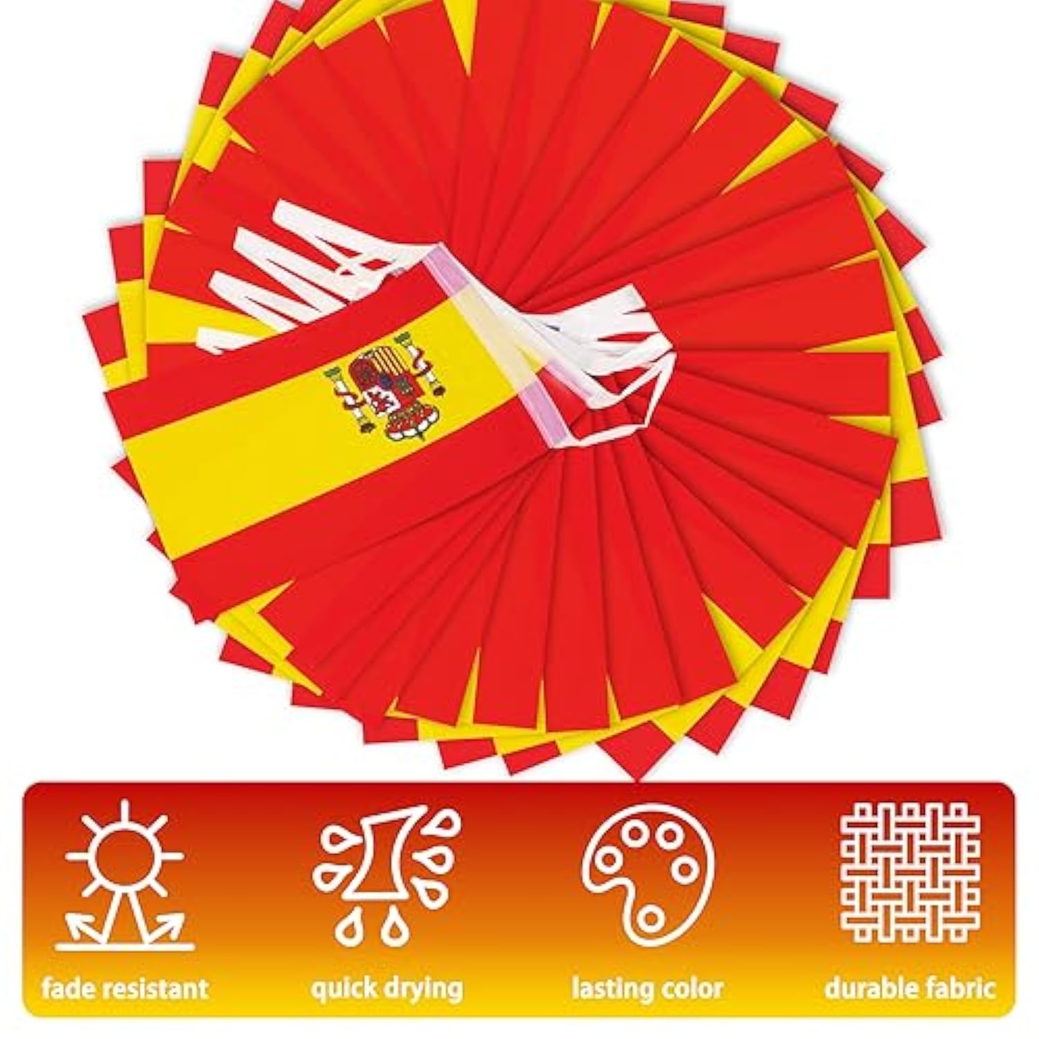 33 Ft Spain String Flag Pennant Banner: 30 Mini Flags for School, Party, or Sports