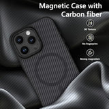 For Iphone 16 Pro Case With Carbon Fiber Texture Design [Compatible With Magsafe] Matte Back Anti-Scratch Slim Shockproof Phone Cover For Iphone 16 Pro 6.3 Inch-Black