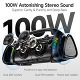 Lfs Outdoor Speaker,100W Loud Speakers Bluetooth Wireless With Subwoofer,Deep Bass, Portable Bluetooth Speaker With Power Bank, Led Lights,Usb-C,Waterproof, 30Hours Playtime For Home,Backyard,Camping