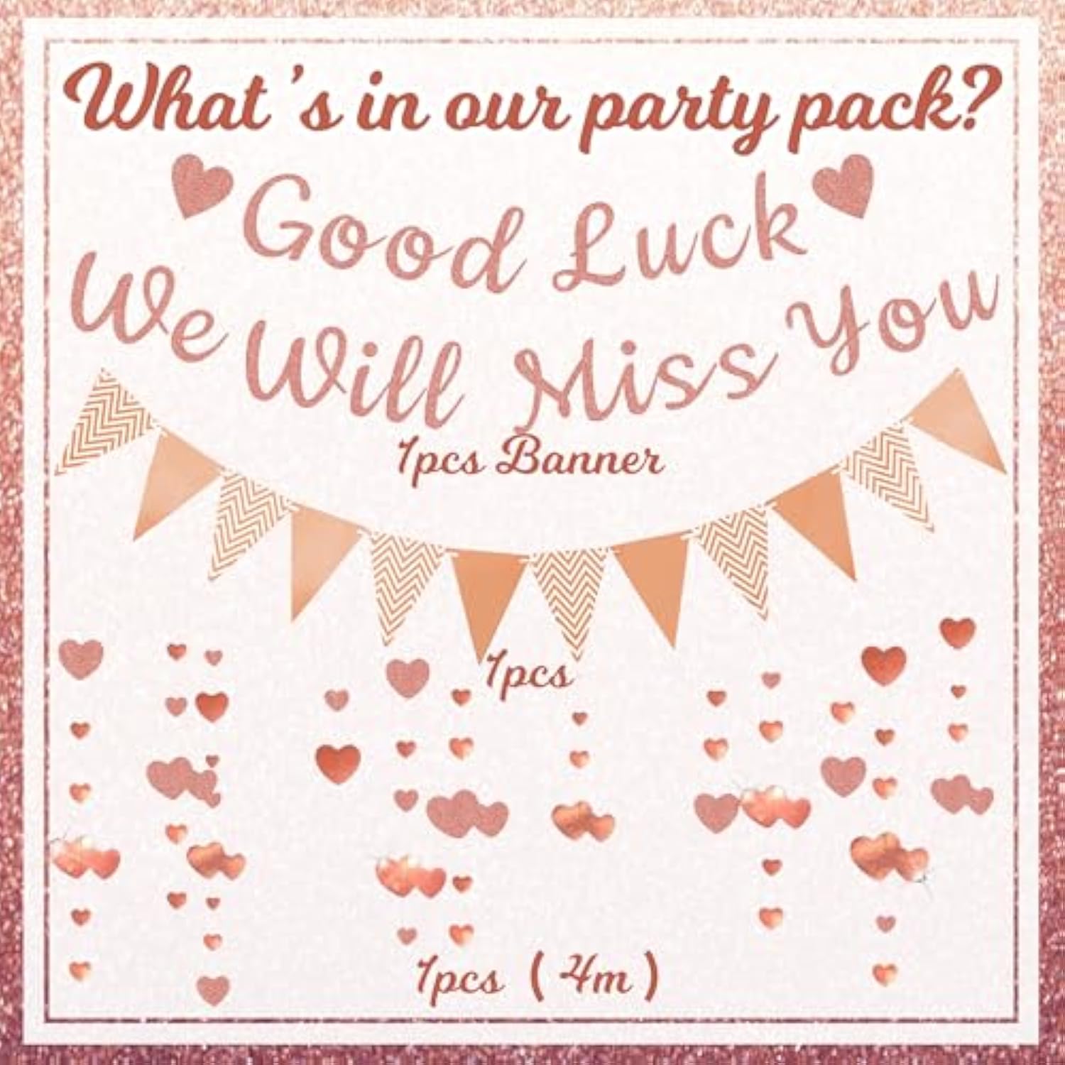 We Will Miss You Banner - Rose Gold Going Away Party Decorations Good Luck Banner Pennant Garland For Graduation Farewell Retirement Goodbye Coworker Leaving Party Decoration Supplies