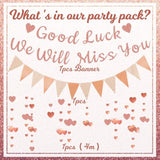 We Will Miss You Banner - Rose Gold Going Away Party Decorations Good Luck Banner Pennant Garland For Graduation Farewell Retirement Goodbye Coworker Leaving Party Decoration Supplies