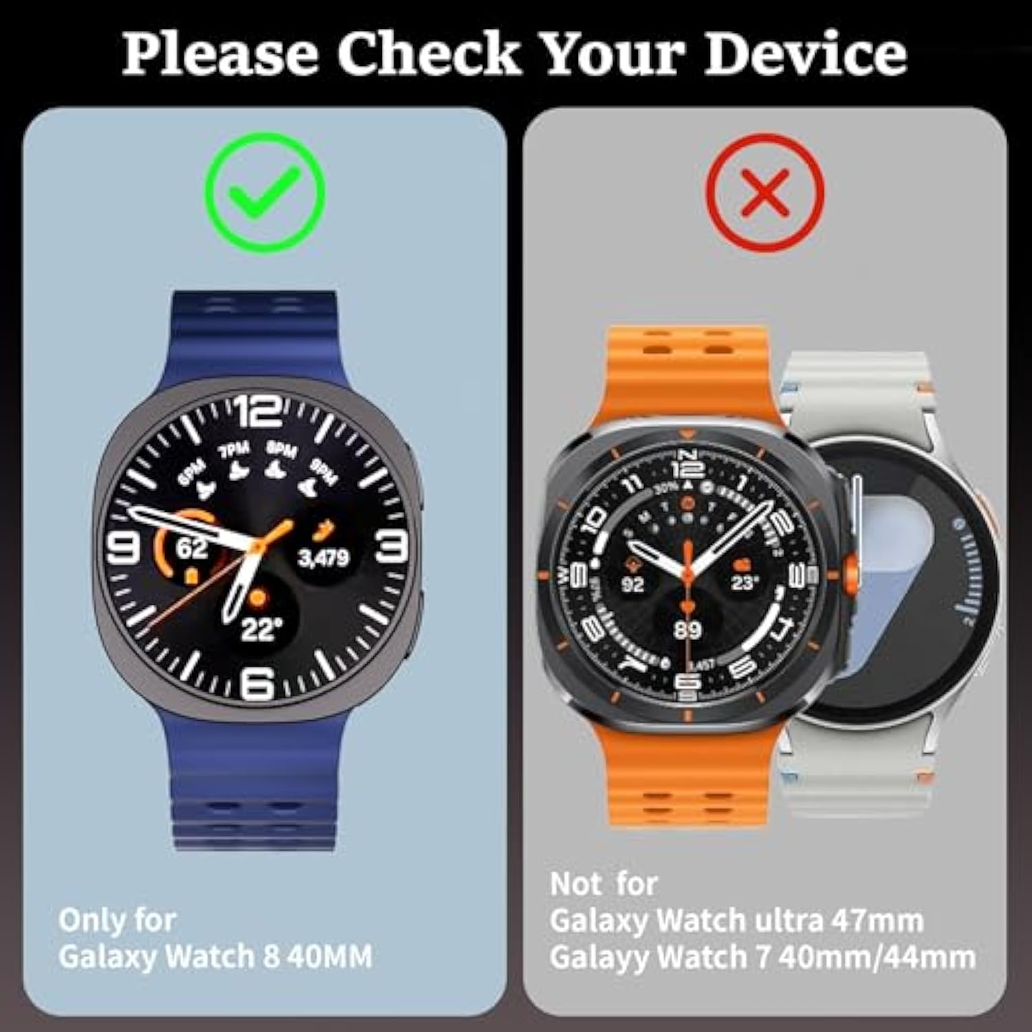2-Pack Hard Pc Privacy Screen Protector Case For Samsung Galaxy Watch 8 44Mm,Full Protective Cover,Ultra-Thin Bumper With Tempered Glass For Galaxy Watch 8 44Mm, Clear+Clear