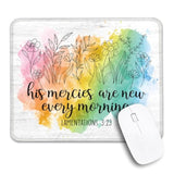 His Mercies Are New Every Morning Non-Slip Mouse Pad, Funny Watercolors Floral Gifts For Christian Employees, Inspirational Christian Art Gifts, Encouragement Gifts, Bible Verse Matthew
