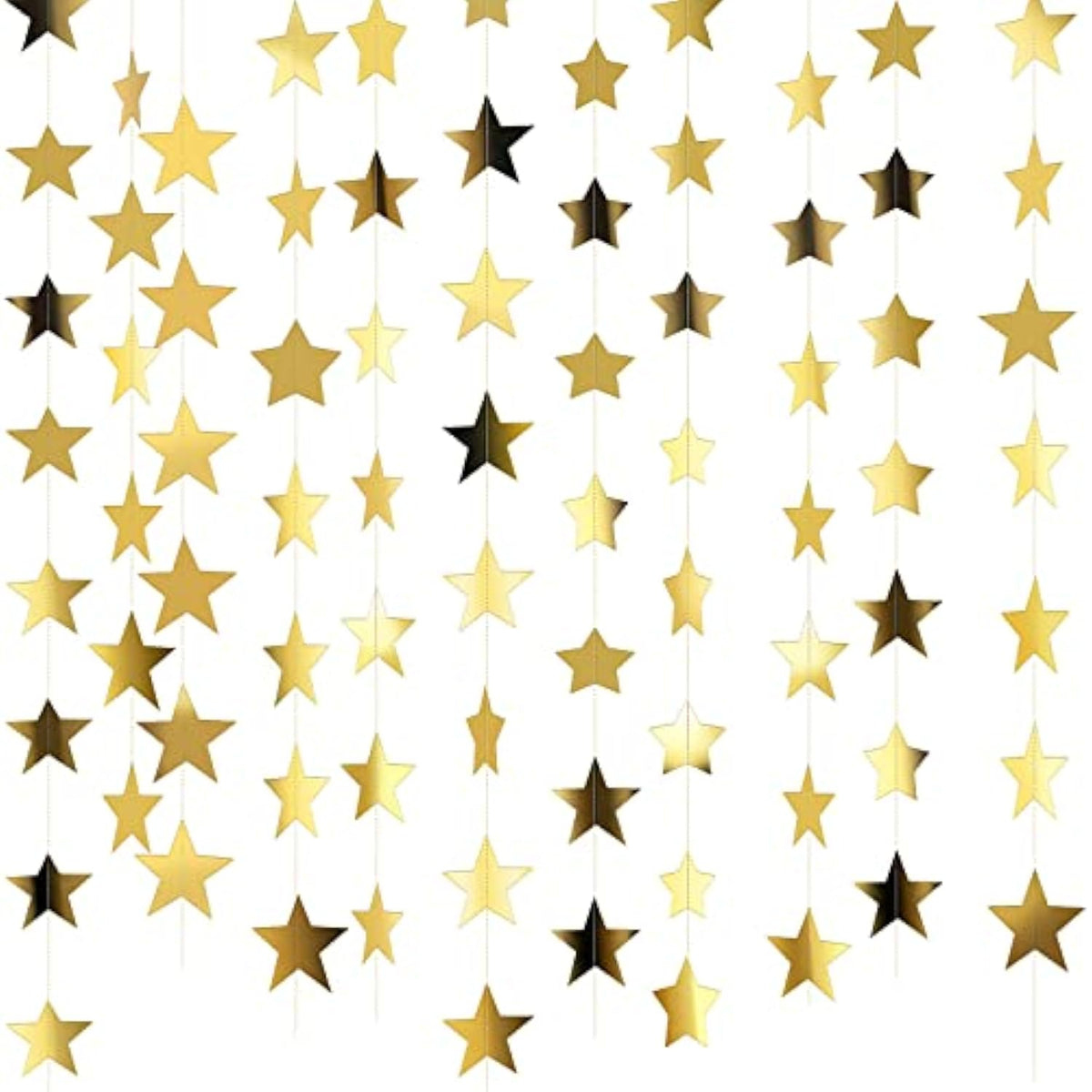 130 Feet Gold Star Garland Hanging Glitter Paper Banner Streamer Star