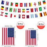 32 Countries World String Flag Banner for Party Decorations, International Flags Banner Double Sided Polyester for Olympic Sports Event Home Bar Party Decor (5.51 x 8.26 In-2 Packs)