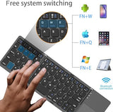 Foldable Bluetooth Keyboard,Wireless Portable Keyboard With Touchpad,Rechargeable Pocket-Size Folding Travel Keyboard For Ios,Android,Windows Devices-Space Gray