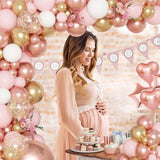 149Pcs Rose Gold Balloons Arch Kit, Pink Rose Gold White Cardioid Pent