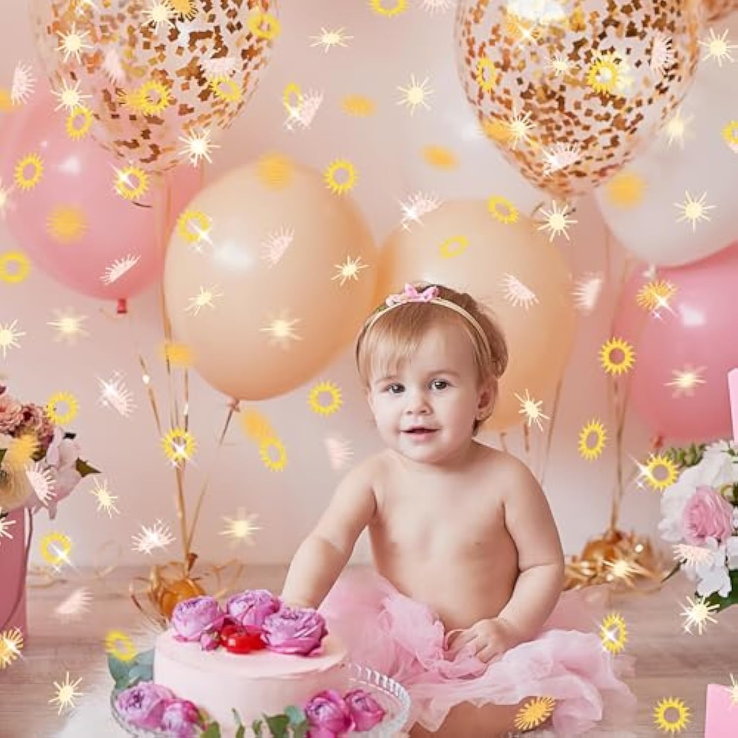 240pcs Boho Sun Confetti – Retro Baby Shower & Birthday Table Decor