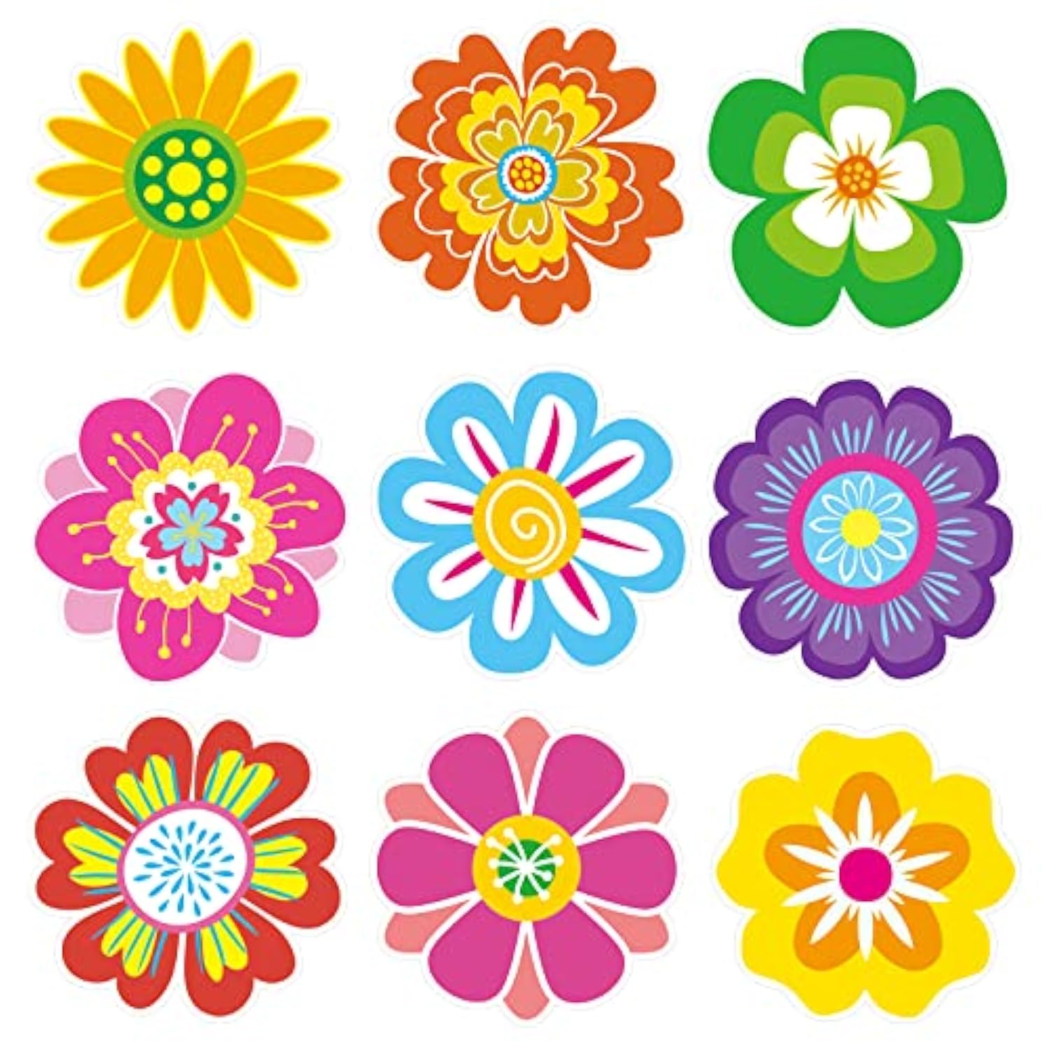 45 Pcs Spring Flower Cutouts Bulletin Board Decorations Springtime Cut-Outs For Classroom School Home Party Décor