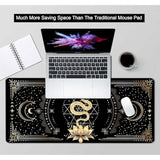 Black & Gold Large Mouse Pad, Boho Snake Witch Desk Mat For Desktop, Women Gaming Full Desk Mousepad, Moon Phases Computer Laptop Protector Writing Pad For School Office Home 35.4X15.7 In
