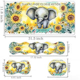 Keyboard Mouse Pad Set,Large Desk Pad+Keyboard Wrist Rest+Mouse Pad Wrist Support+Coaster,Easy Typing Pain Relief Non-Slip Mousepad Wrist Support Mousepad Set Home Office,Sunflower Elephant