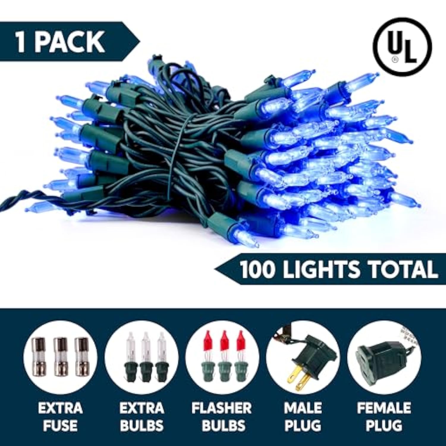 Blue Led Christmas String Lights,100 Count Mini Fairy Light With 26.4 Ft Green Wire,Lighting Decor For Indoor Outdoor Pa