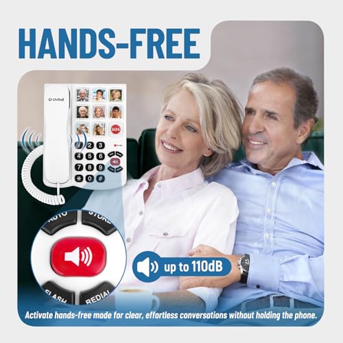 Big Button Phone For Seniors, Corded Landline Phones For Seniors With 8 One-Touch Dialing Big Buttons And 1 Sos Emergency Button, Hands-Free, Loud Ringer, Easy To Use
