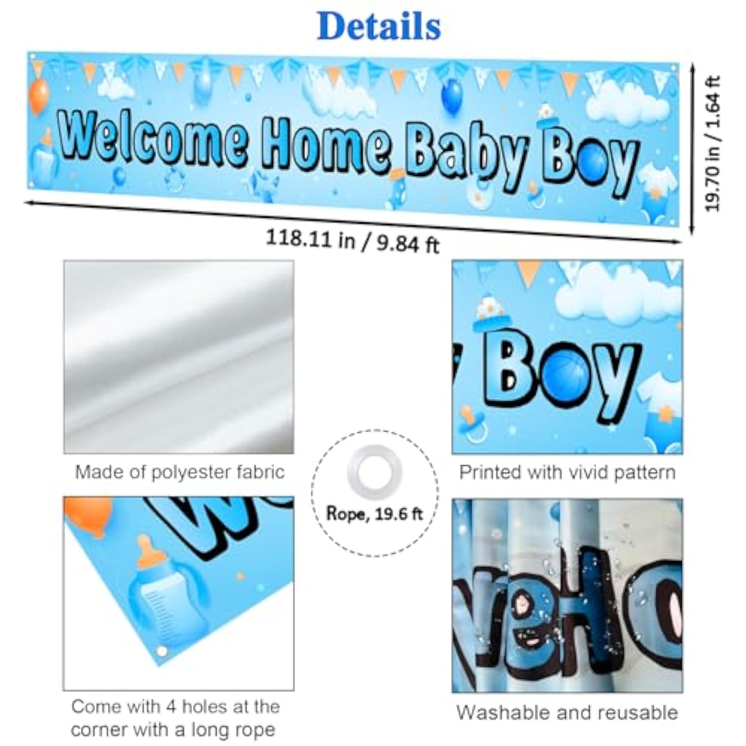 Welcome Home Baby Boy Yard Banner It’s a Boy Outdoor Baby Shower Decor