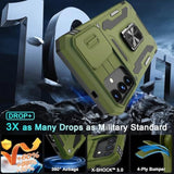 Case For Samsung Galaxy S24+ Plus With Slide Camera Cover+Screen Protector (1 Pack), Rotated Ring Kickstand Grade Shockproof Protective Cover-Olive Green