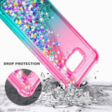 Compatible With Samsung Galaxy S8 Phone Case (Not Fit S8 Plus) Pink/Aqua | Bling Sparkly Glitter Floating Liquid Waterfall Cute Cover For Women Girls Kids
