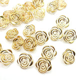 50Pc Gold Rose Flower Pattern Clothes Transparent Resin Buttons Sewing