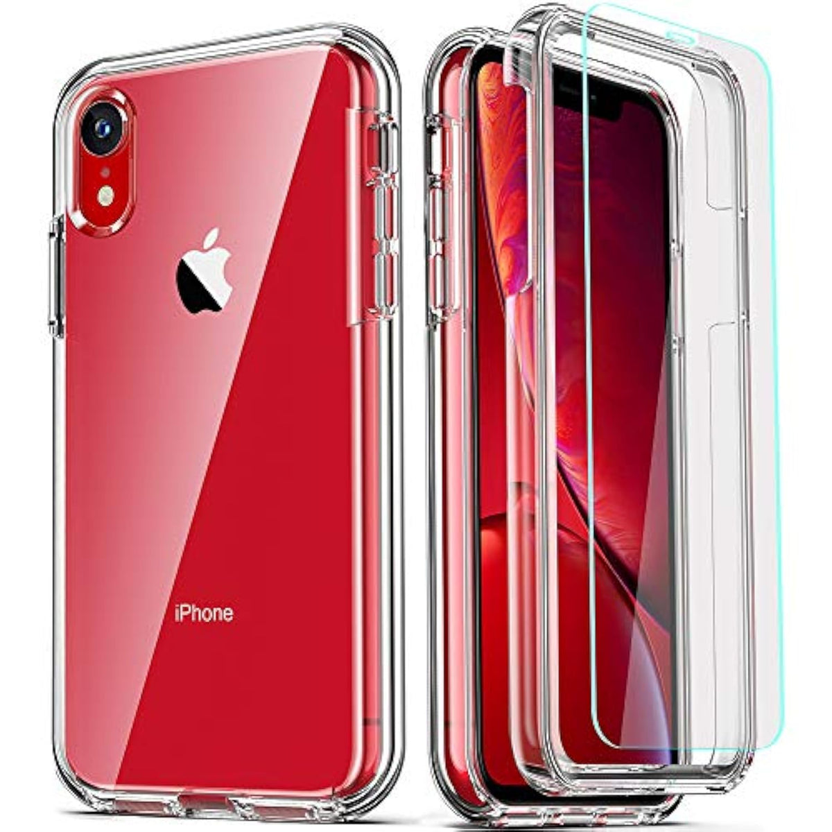 Compatible For Xr Case, With [2 X Tempered Glass Screen Protector] Clear 360 Full Body Coverage Hard Pc+Soft Silicone Tpu 3In1 [Heavy Duty Shockproof Defender] Phone Protective Cover