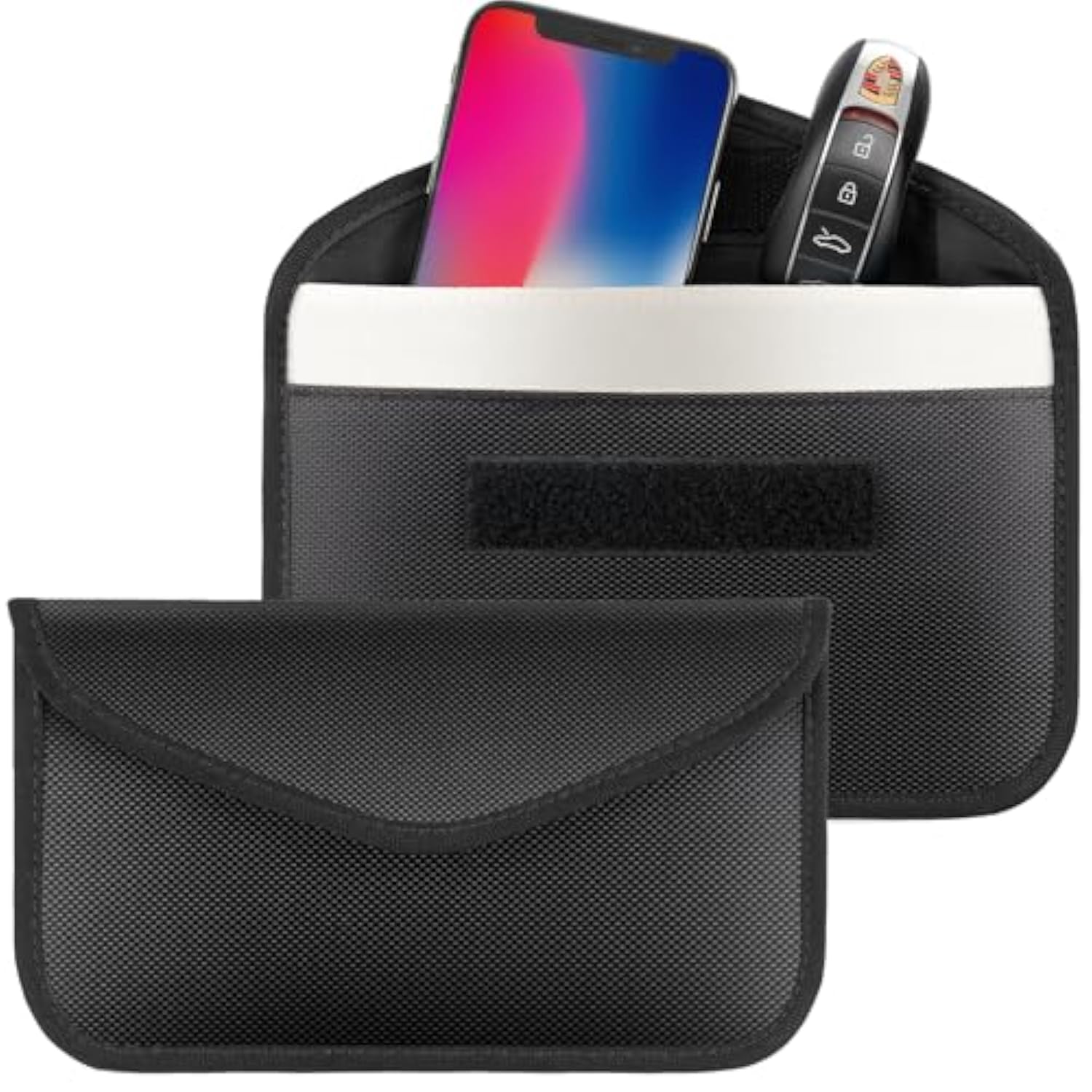2-Pack Faraday Bags for Car Keys & Cell Phones, Signal Blocking Anti-Theft Pouch