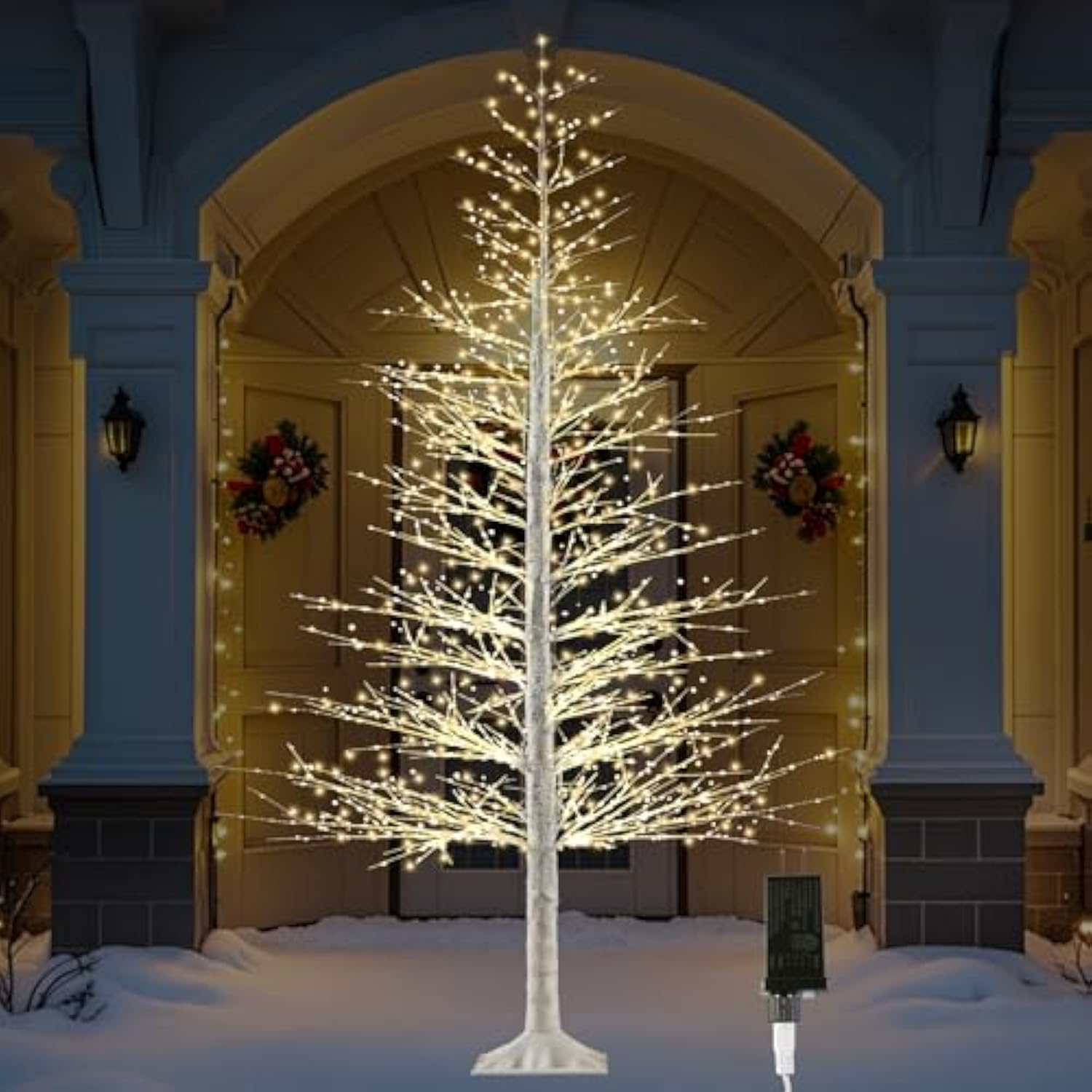 7Ft Lighted Birch Tree With 1500 Warm White Leds, Prelit Christmas Tree With Twinkle Lights, Outdoor Indoor Led Birch Tree With Timer & Brightness Control, Christmas Tree Decor