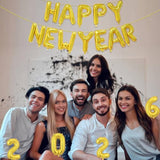 16in Gold Happy New Year 2026 Foil Balloons Banner Party Decorations