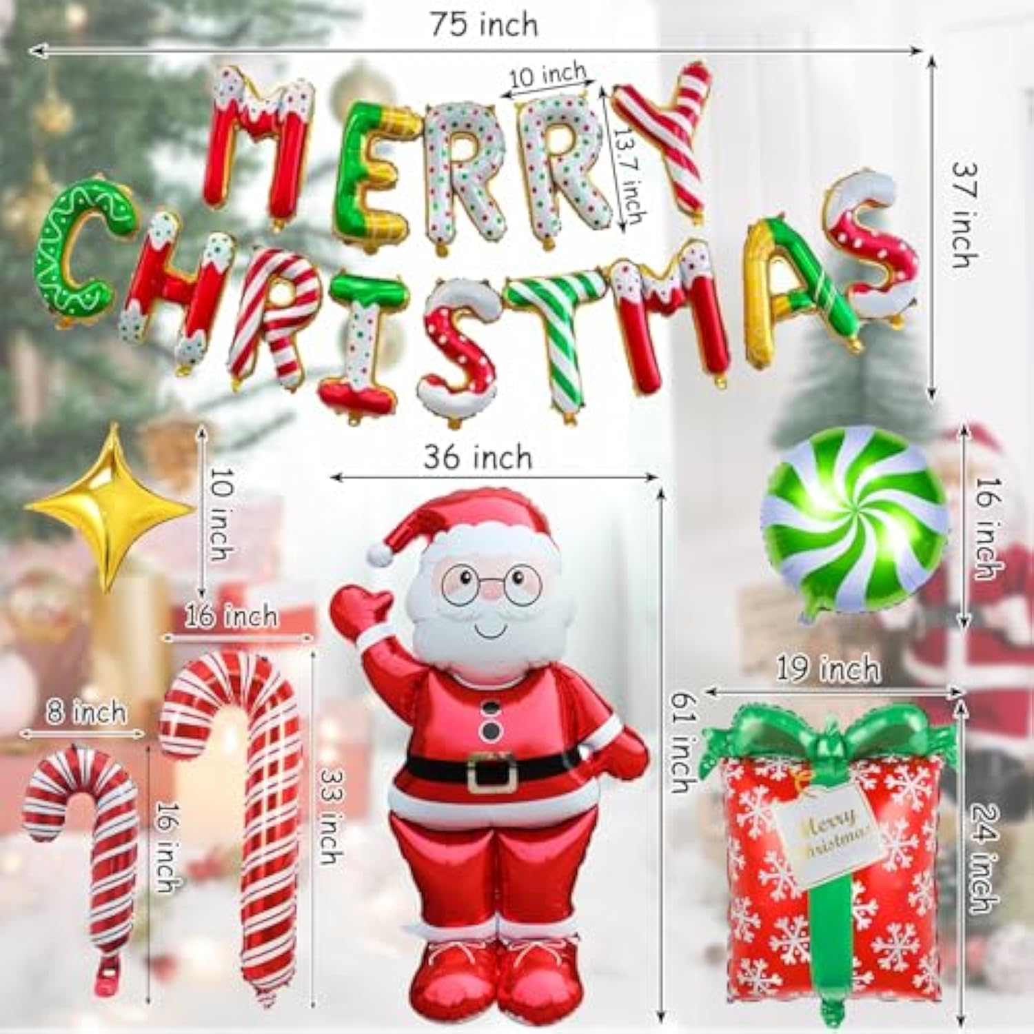 Christmas Decorations Balloons, 14Pcs Christmas Party Decorations Balloon Creating A Festive Atmosphere Indoor Outdoor
