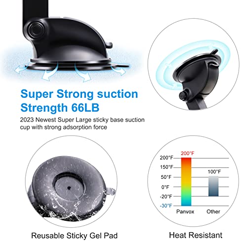 Magnetic Phone Car Mount, Universal Dashboard Windshield Car Phone Mount Holder with Upgraded 3.2" Suction Cup,8 Strong Magnets Compatible with