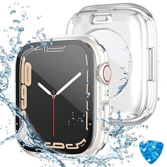 (2 In 1) For Waterproof Apple Watch Screen Protector Case 40Mm Se 3Rd/Se 2Nd Generation/Se/Series 6/5/4 Accessories, 360 Front & Back, Iwatch Face Cover With Tempered Glass For Women Men, 40 Mm