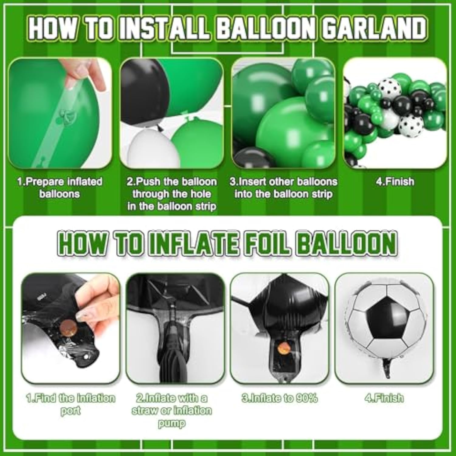 10Th Birthday Soccer Balloon Arch,10Th Soccer Garland Kit With Green Number 10 Balloon Football Balloons For Boys Kids 10 Birthday Party Decorations