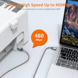 Usb B To Usb C Printer Cable, (6.6Ft 2-Pack) Nylon Braided Usb B To C Cord, Usb C Midi Cable Compatible With Macbook Pro, Hp, Epson, Canon, Brother, Yamaha Piano Keyboard, Dac, Dj Controller