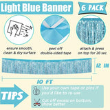 6 Pack 10 Feet Foil Fringe Garland Metallic Tinsel Banner Wall Hanging Curtain Streamers Backdrop For Parade Floats Bachelorette Wedding Birthday Party Thanksgiving Christmas Decorations(Light Blue)
