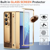 Samsung Galaxy Z Fold 7 Case with S Pen Holder & Slim Stylus, Fold7 PU Leather Phone Case with Kickstand Built in Screen Protector Camera Protector Protective Cover for Z Fold7 Gold and Coffee