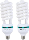2 Pack 135W CFL Photography Light Bulbs 5500K Daylight Spiral Softbox E27 Studio Lighting