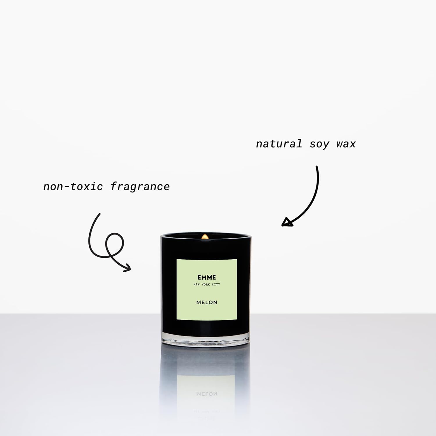 Nyc Scented Candle Jar - Black Glass, Soy, Natural, Non-Toxic, Pet-Safe, Up To 60 Hours Burn Time, Wood Wick, Strong Scent, Cruelty-Free, 10 Oz - Melon