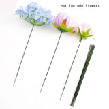 Joleully100Pcs Plastic Floral Stem, Artificial Flower Rod, Plant Stub Wire Green Florist Wires, Ideal For The Crafts Person, 17Cm And 25Cm(17Cm)