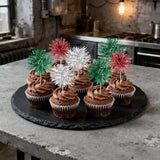 40-Pack Foil Firework Cupcake Toppers for Christmas and New Year