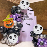 Skull Halloween Balloon Garland Arch Kit 107pcs Purple Black Silver Balloons Pumpkin Bat Decor
