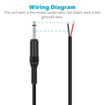 6.35Mm 1/4" To Speaker Wire Adapter, 2-Pack 6Ft 6.3Mm Ts Mono Male Plug To Bare Wire Pigtail Connector Repair 6.35Mm Jack Audio Cable For Microphone Speaker Electric Guitar Bass Keyboard Amplifier