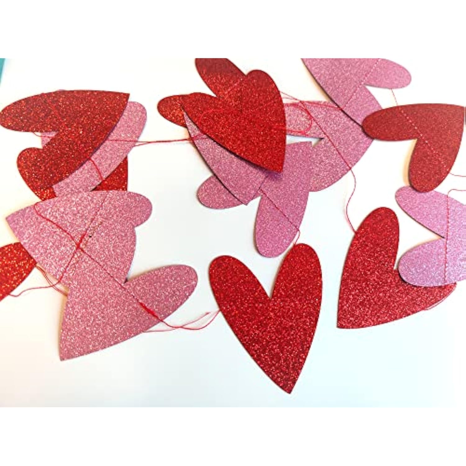 Red Glitter Be My Valentine Banner And Red Pink Valentines Day Heart Garland,Happy Valentines Day Banner For Valentine'S Day Party Wedding Home Decor