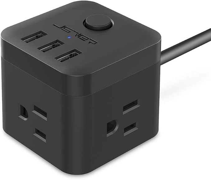 JSVER Cruise Ship Approved Power Strip with 3 Outlets and 3 USB Ports 5 ft Cord