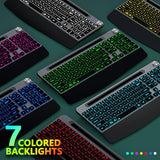 Ergonomic Backlit Wireless Keyboard With Wrist Rest-Low-Profile,Phone/Tablet Holder,Rechargeable With Light Up Keyboard,Cordless Quiet Computer Keyboard For Desktop,Laptop, Pc, Mac-Grey