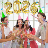 41in Gold 2026 Foil Balloon with Straw and Ribbon for New Year Parties