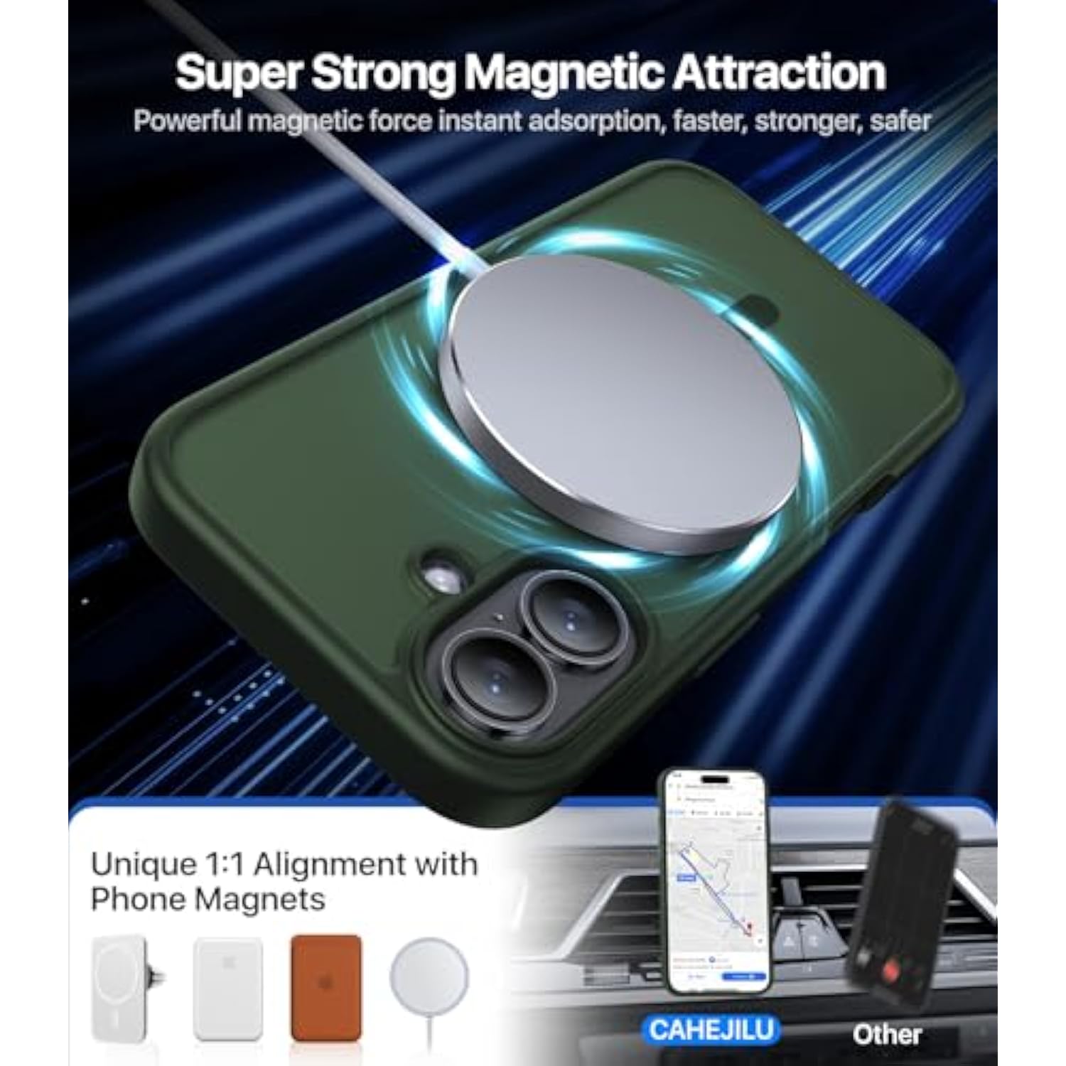 Magnetic For Iphone 16 Case,[Compatible With Magsafe][Military Grade Drop Protection] Anti-Fingerprint Translucent Matte Shockproof Protective Case For Iphone 16 Phone Case 6.1",Alpine Green